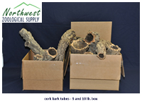 cork bark tubes - 5 and 10 lb. boxes
